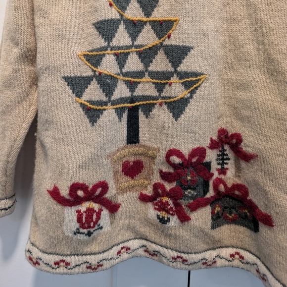 WOOLRICH women's 100% wool Christmas tree sweater with turtleneck tee size large - Picture 3 of 8